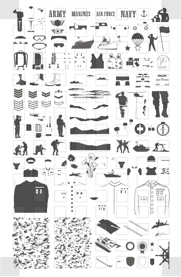 Military (CjS-331) - Clear Jelly Stamping Plate