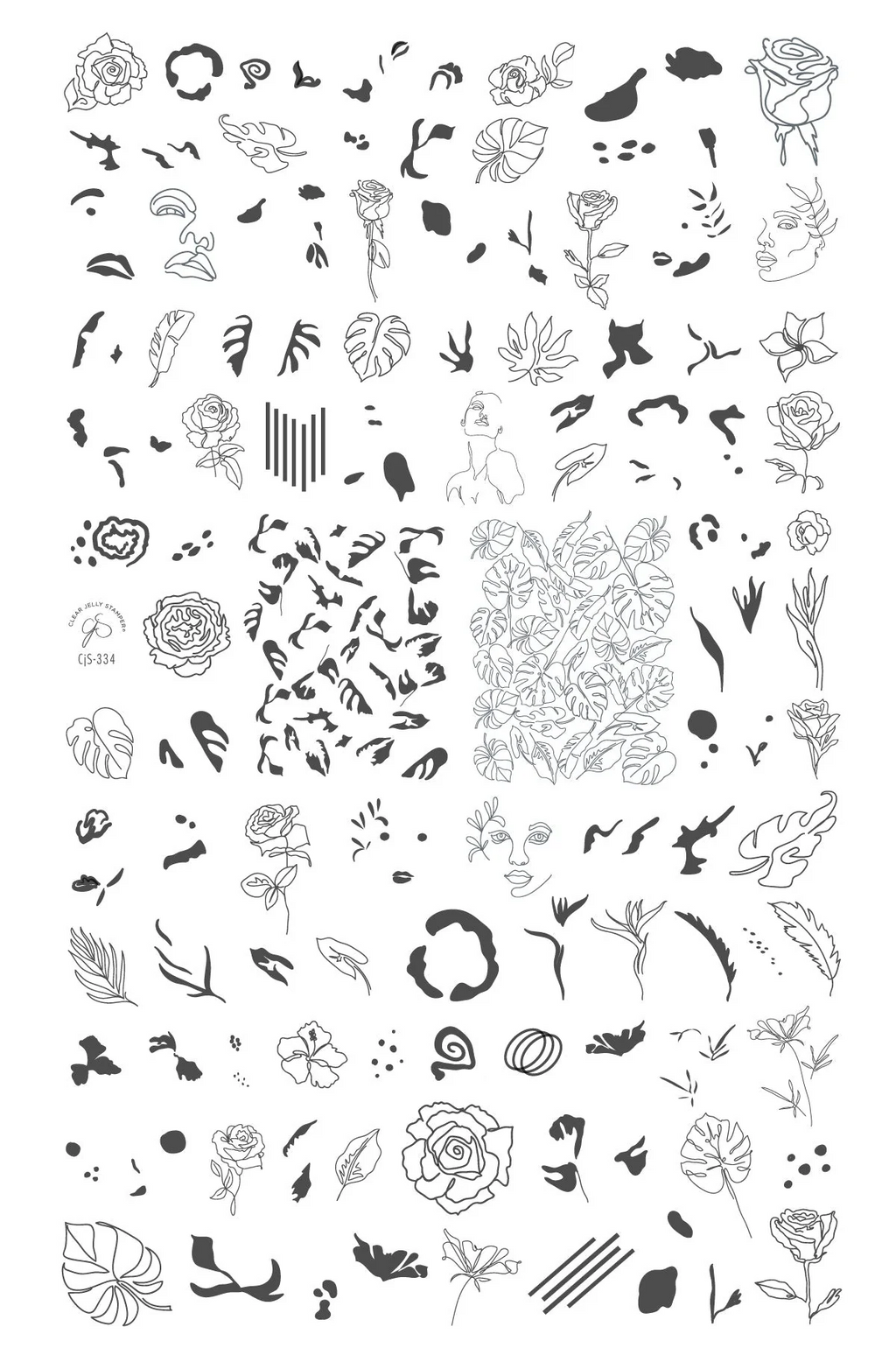 Artsy Line Art (CJS-334) - Clear Jelly Stamping Plate
