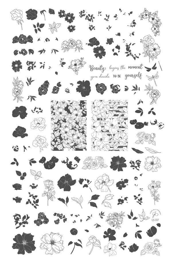 Watercolor Floral Cascade (CJS-337) - Clear Jelly Stamping Plate