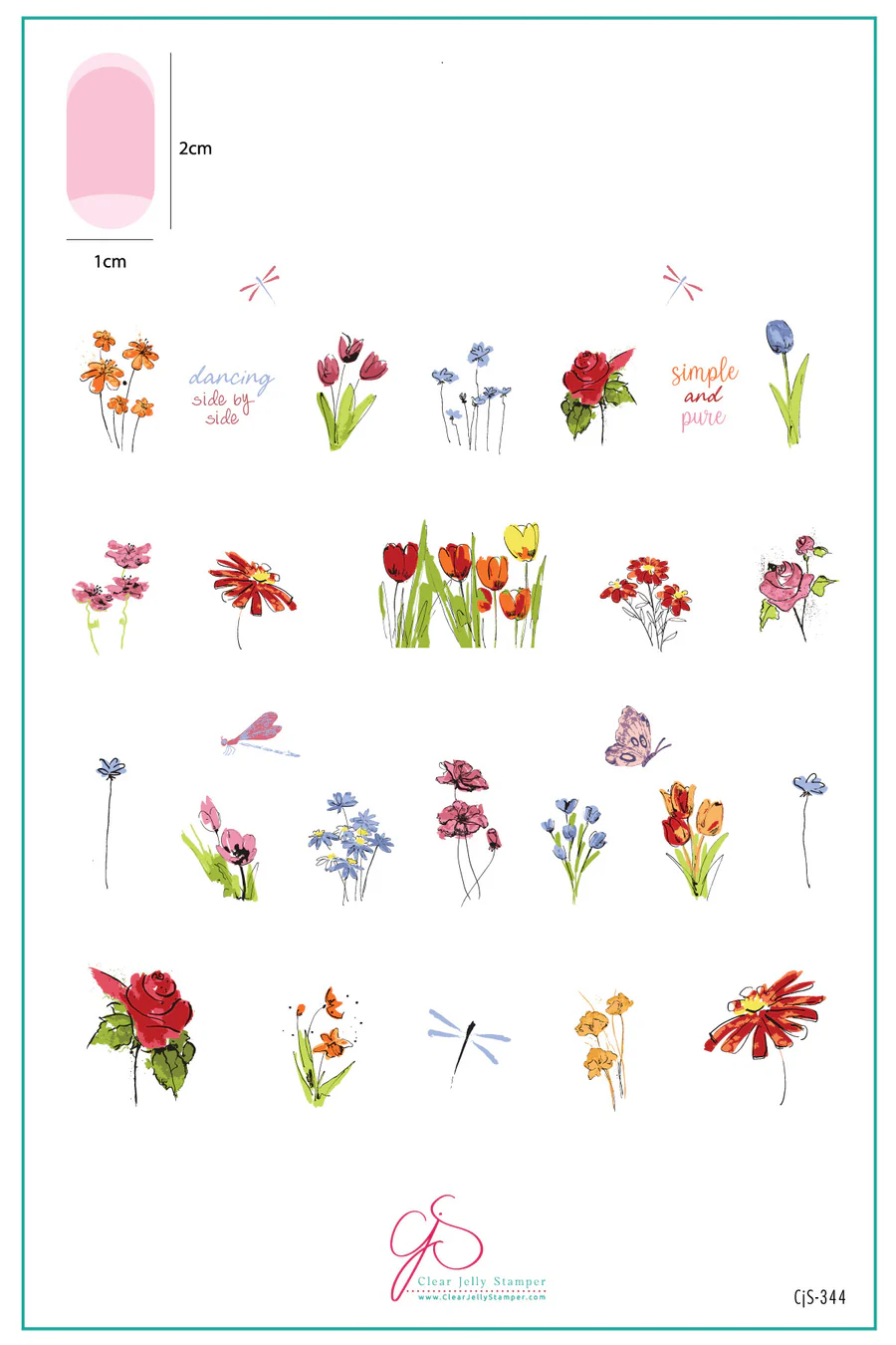 Simple & Pure Flowers (CjS-344) -  Clear Jelly Stamping Plate