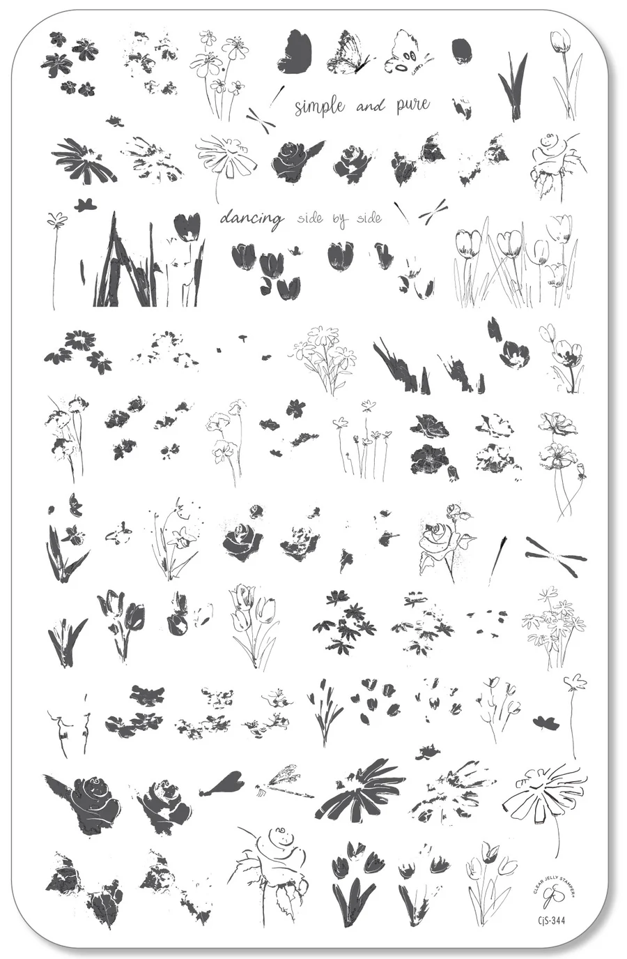 Simple & Pure Flowers (CjS-344) -  Clear Jelly Stamping Plate