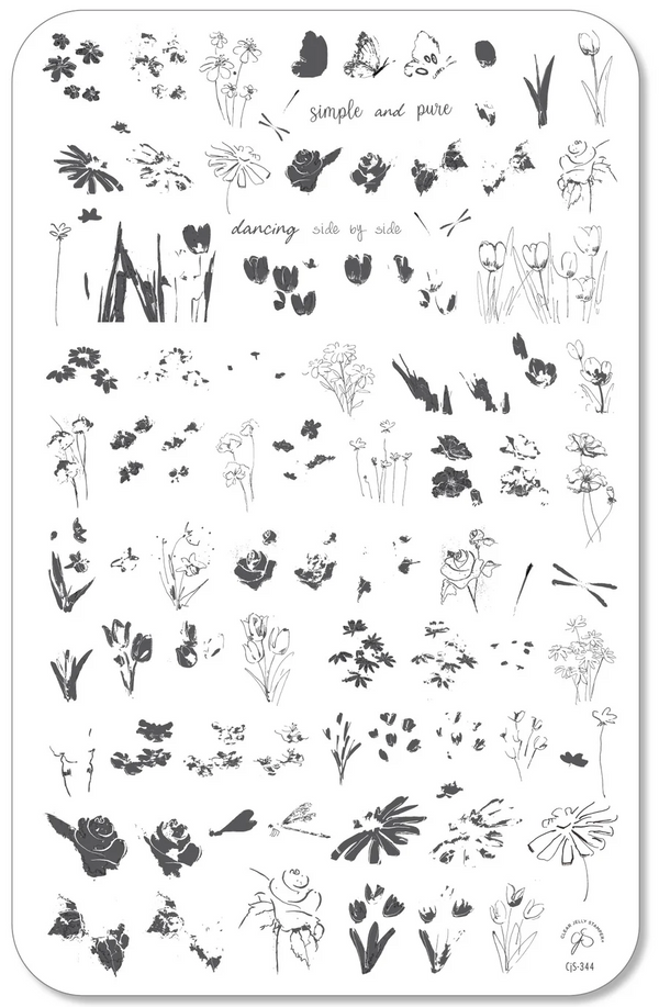 Simple & Pure Flowers (CjS-344) -  Clear Jelly Stamping Plate
