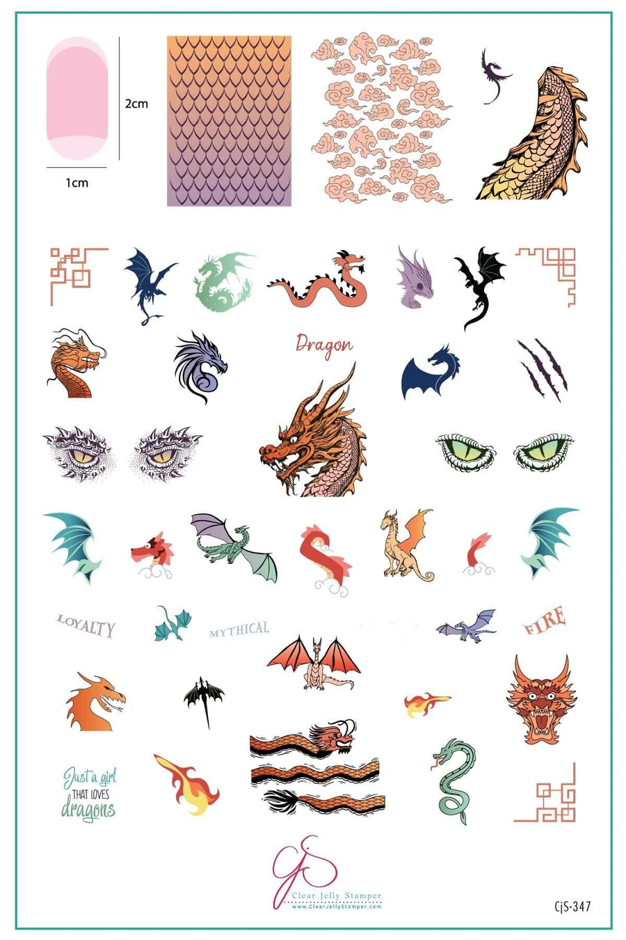 Dragon Love (CjS-347) -  Clear Jelly Stamping Plate Main image