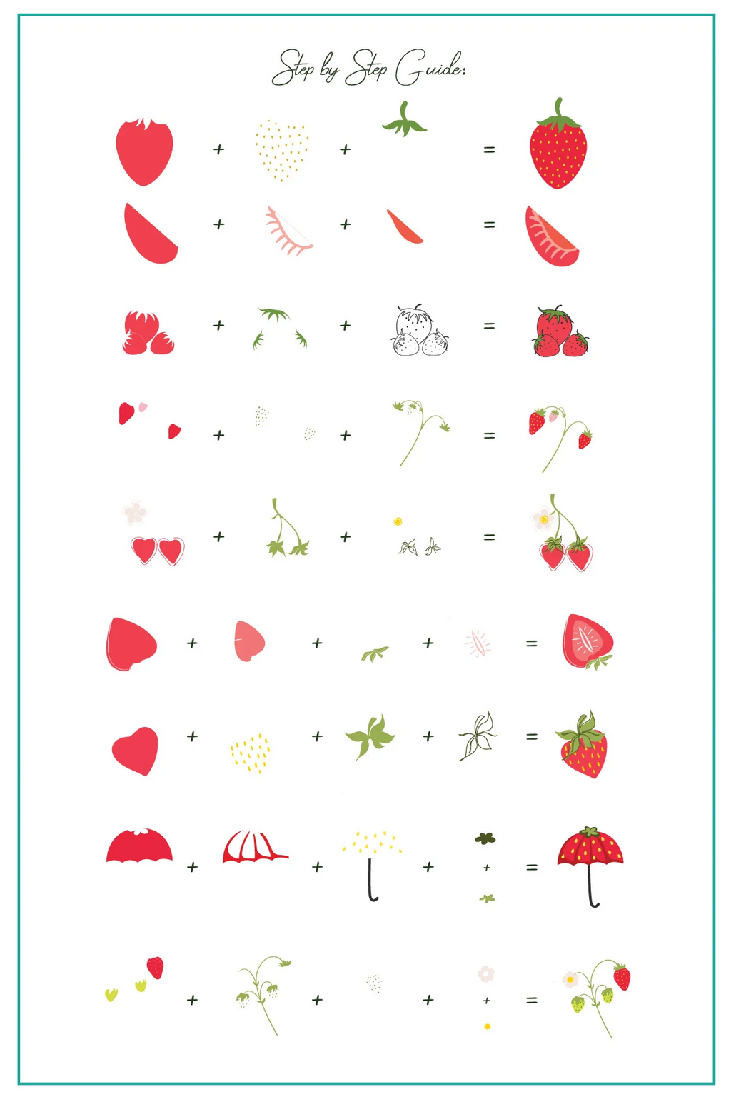 Straw-berry Sweet (CjS-350) Etched Nail Art Stamping Plate - Clear Jelly Stamper Plate
