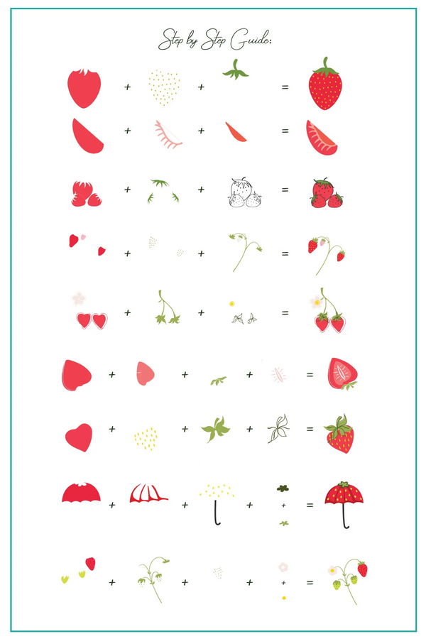 Straw-berry Sweet (CjS-350) Etched Nail Art Stamping Plate - Clear Jelly Stamper Plate