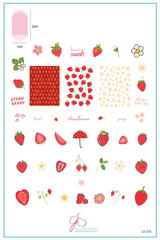 Straw-berry Sweet (CjS-350) Etched Nail Art Stamping Plate - Clear Jelly Stamper Plate