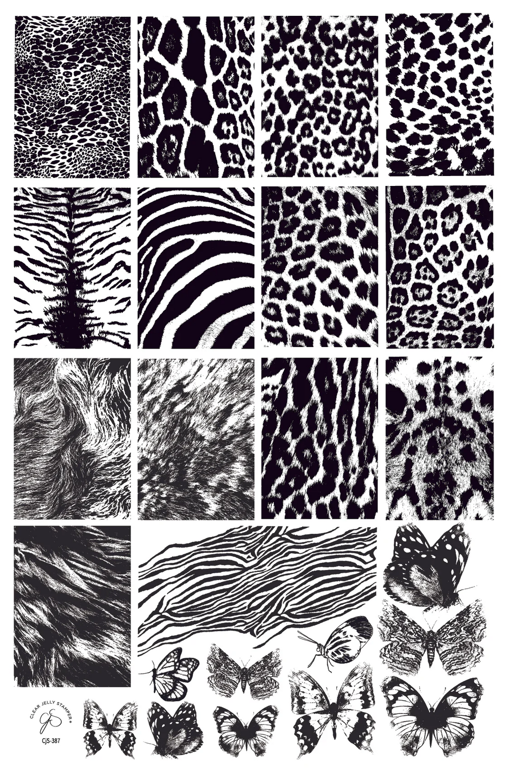 Fur-ever Flutter (CjS-387) -  Clear Jelly Stamping Plate