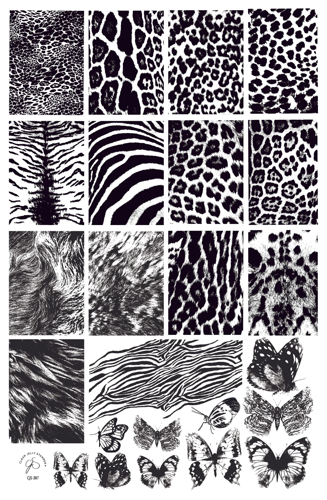 Fur-ever Flutter (CjS-387) -  Clear Jelly Stamping Plate