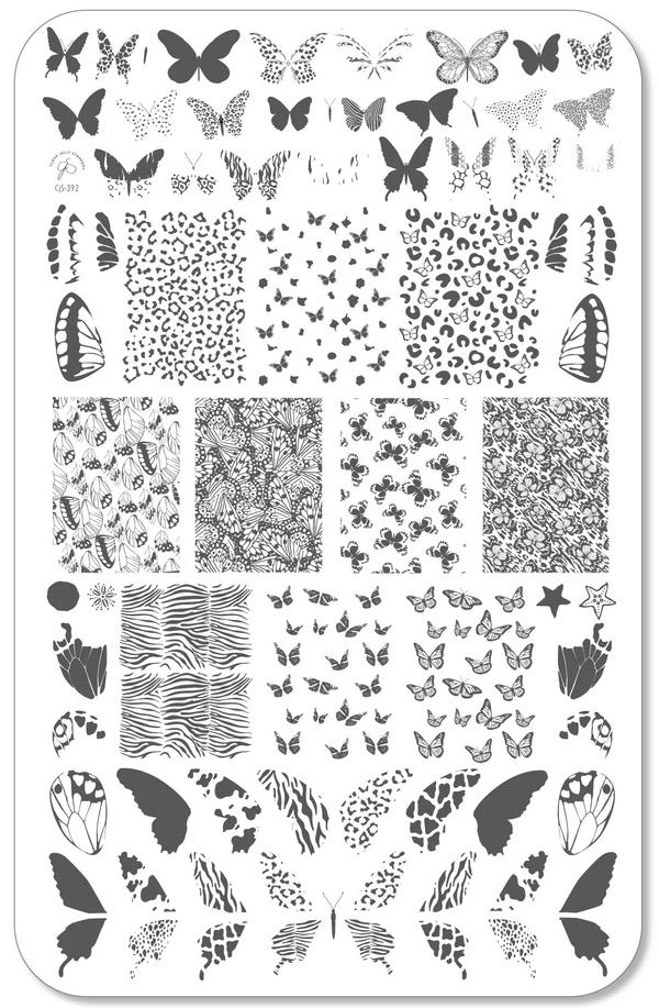 Wild Wings (CjS-392) Etched Nail Art Stamping Plate - Clear Jelly Stamping Plate