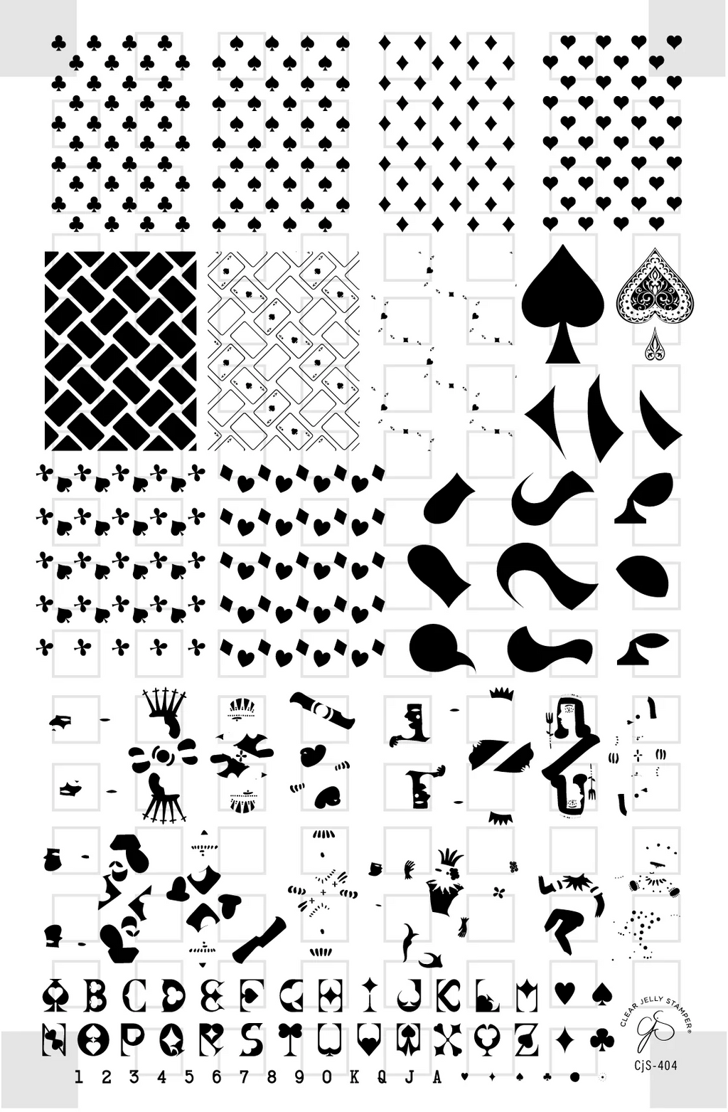 Joker's Wild (CjS-404) - Etched Nail Art Stamping Plate - Clear Jelly Stamping Plate
