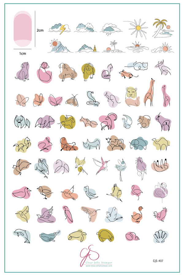 Mod Life Series - Animal Kingdom (CjS-407)  - Etched Nail Art Stamping Plate - Clear Jelly Stamping Plate