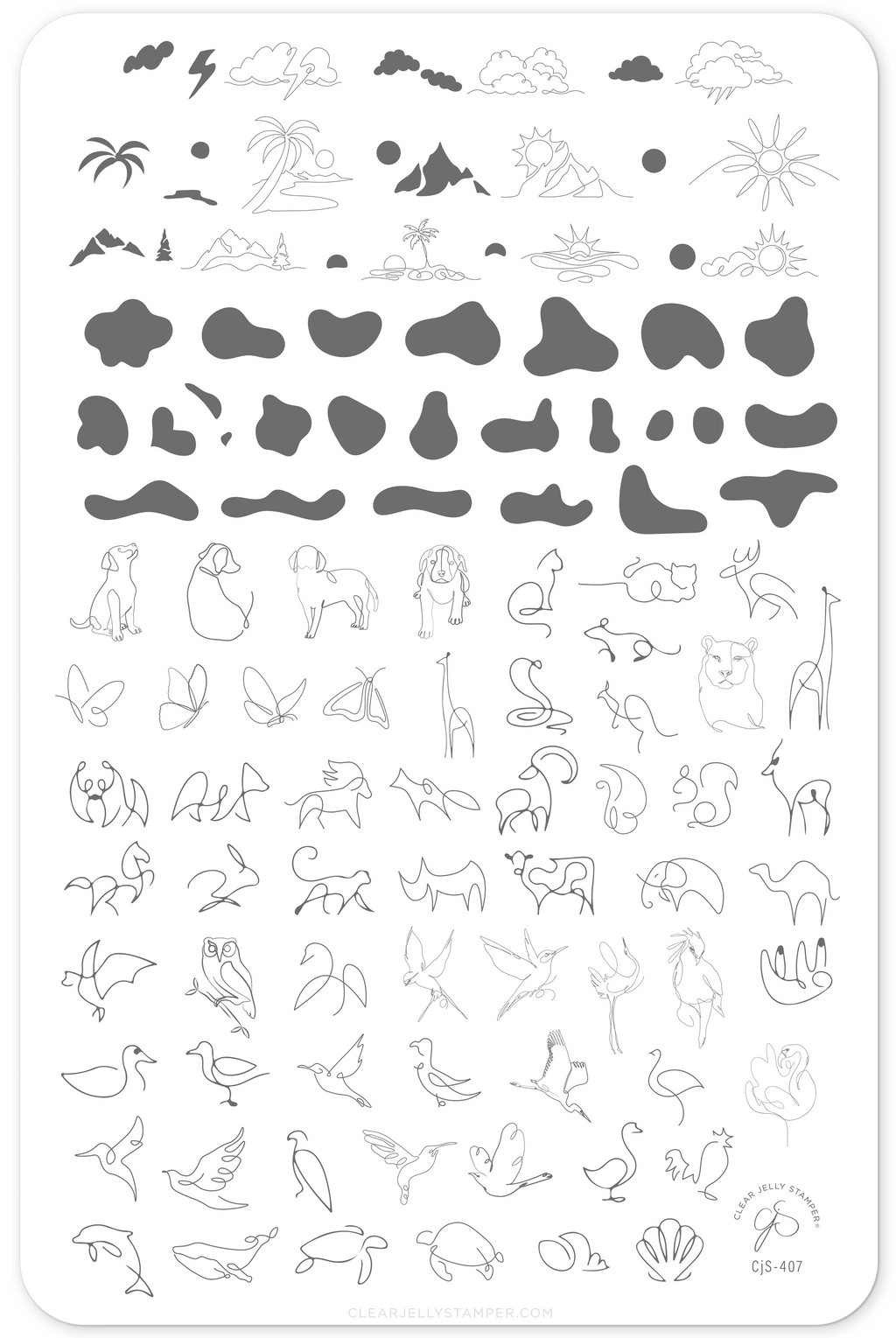 Mod Life Series - Animal Kingdom (CjS-407)  - Etched Nail Art Stamping Plate - Clear Jelly Stamping Plate