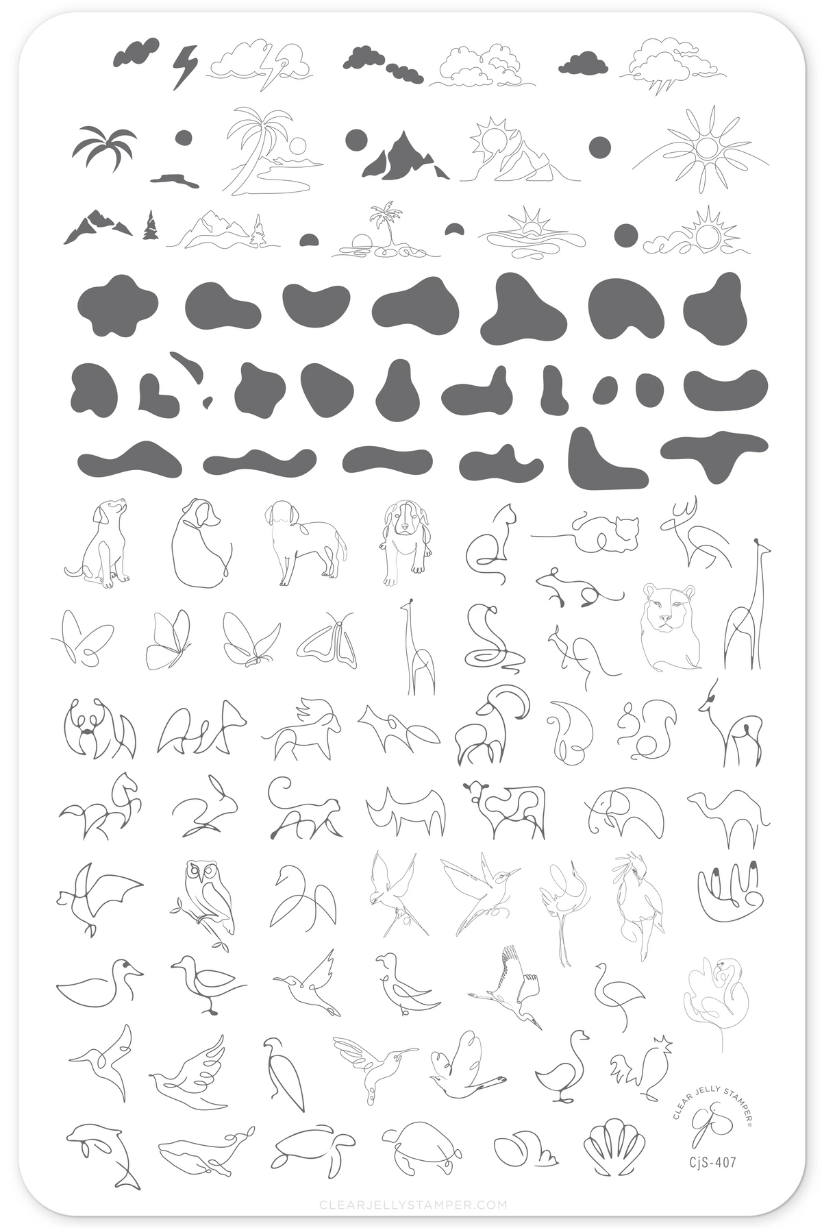 Mod Life Series - Animal Kingdom (CjS-407)  - Etched Nail Art Stamping Plate - Clear Jelly Stamping Plate