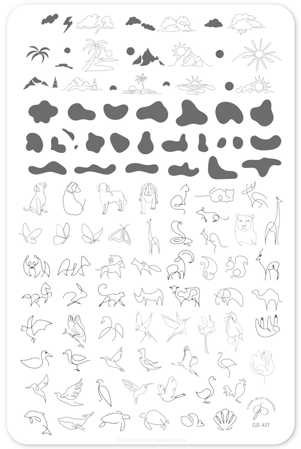 Mod Life Series - Animal Kingdom (CjS-407)  - Etched Nail Art Stamping Plate - Clear Jelly Stamping Plate