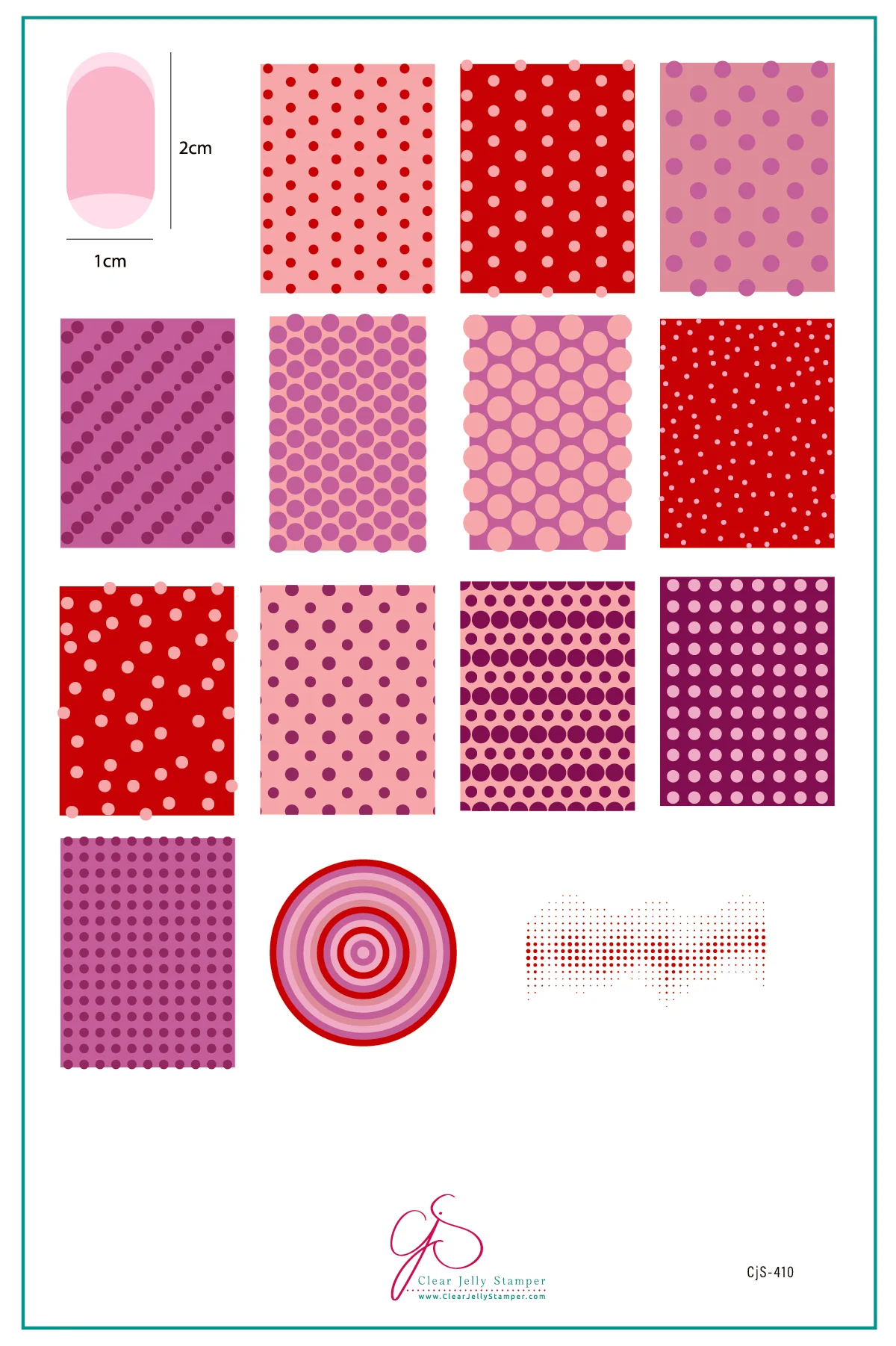 Dotty About You (CjS-410) Etched Nail Art Stamping Plate - Clear Jelly Stamper Plate