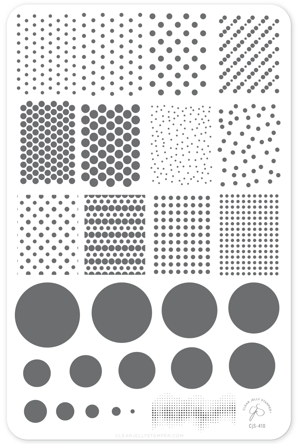 Dotty About You (CjS-410) Etched Nail Art Stamping Plate - Clear Jelly Stamper Plate