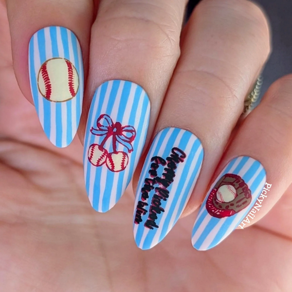 Cherry Picked for the Game (CjS-416) Etched Nail Art Stamping Plate - Clear Jelly Stamper Plate