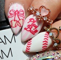 Cherry Picked for the Game (CjS-416) Etched Nail Art Stamping Plate - Clear Jelly Stamper Plate