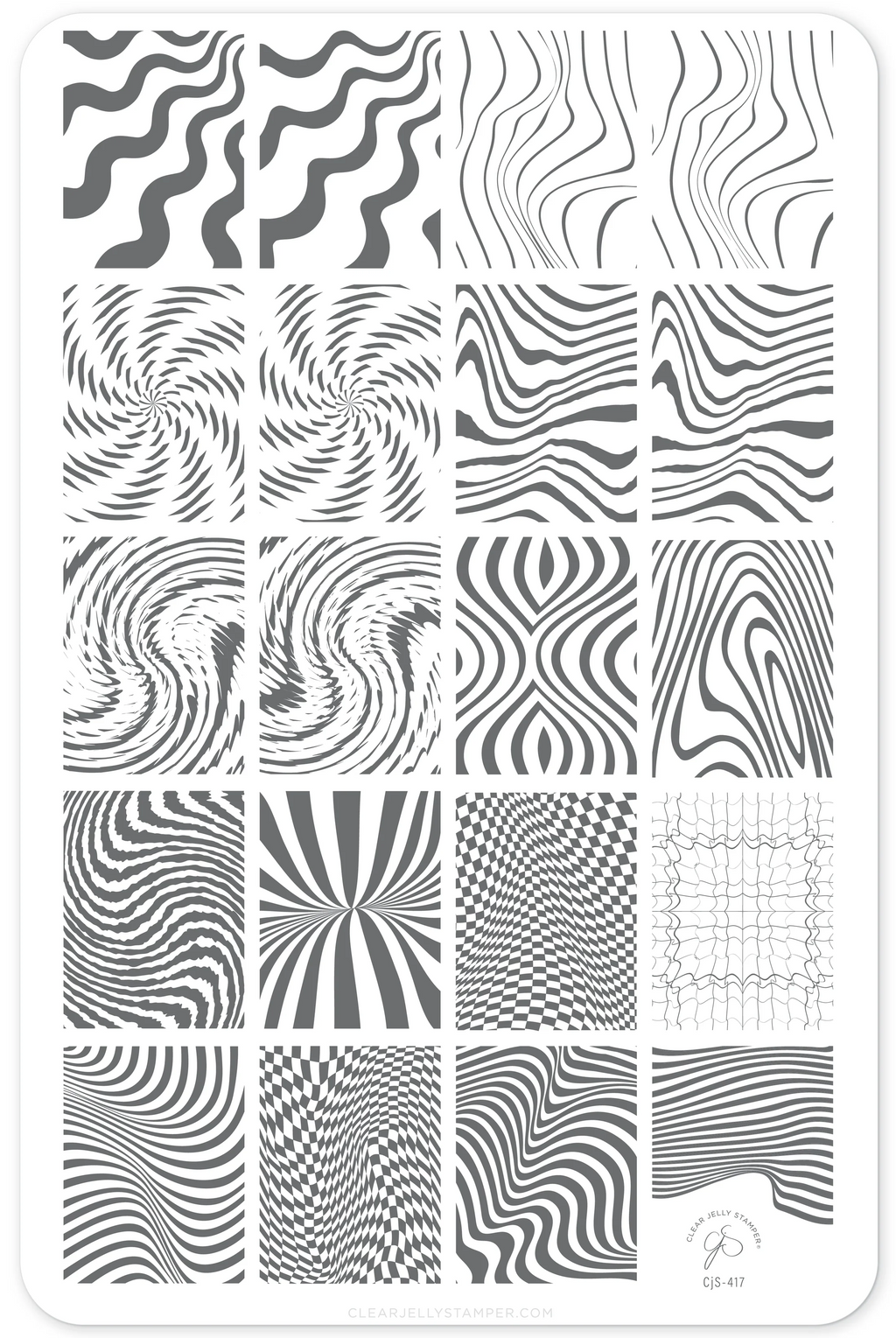 Color Me Trippy (CjS-417) Etched Nail Art Stamping Plate - Clear Jelly Stamping Plate