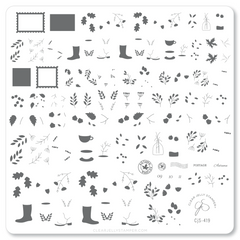 First Class Fall (CjS-419) Etched Nail Art Stamping Plate -  CJS Medium Stamping Plate