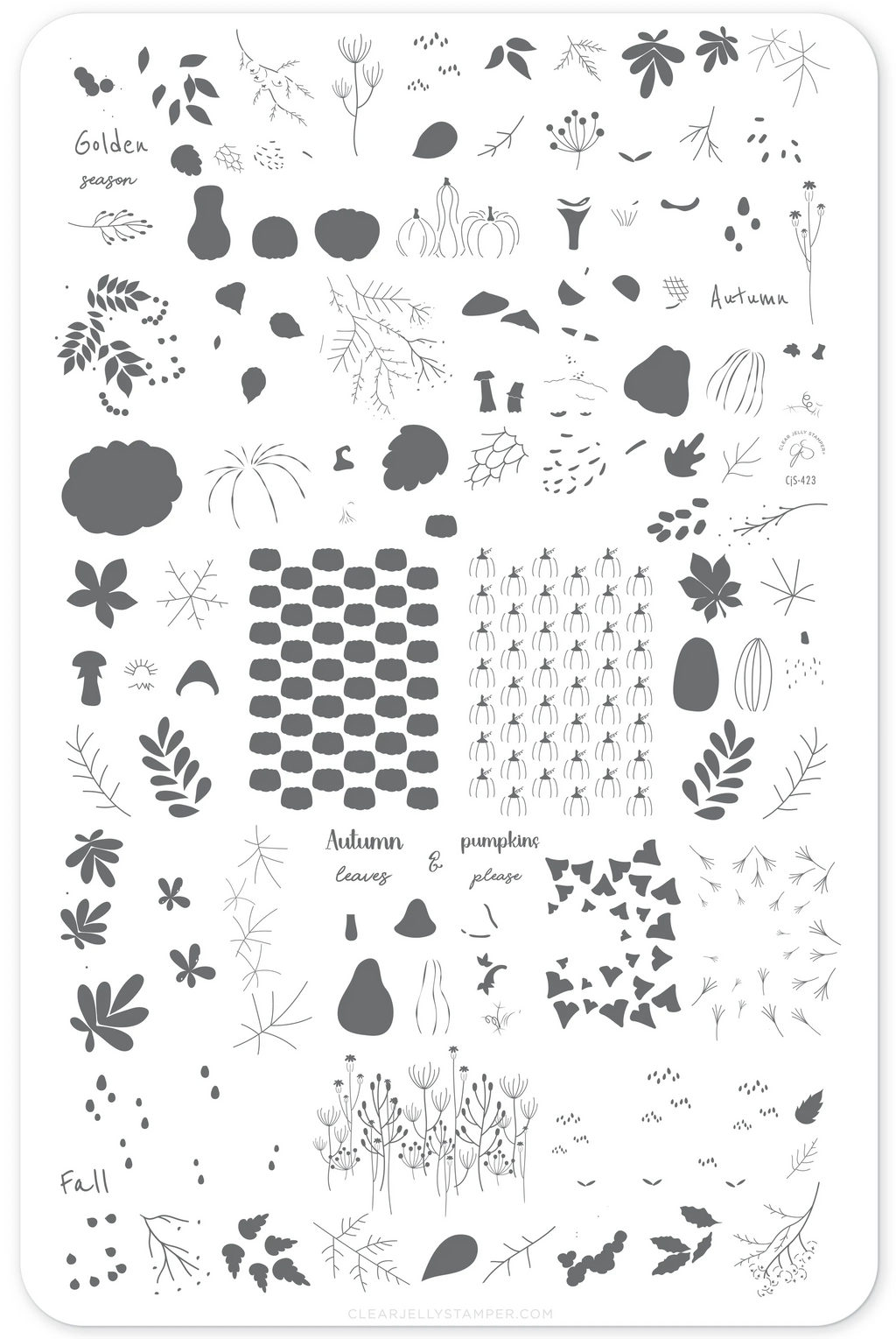 Golden Season (CjS-423) - Clear Jelly Stamper Plate