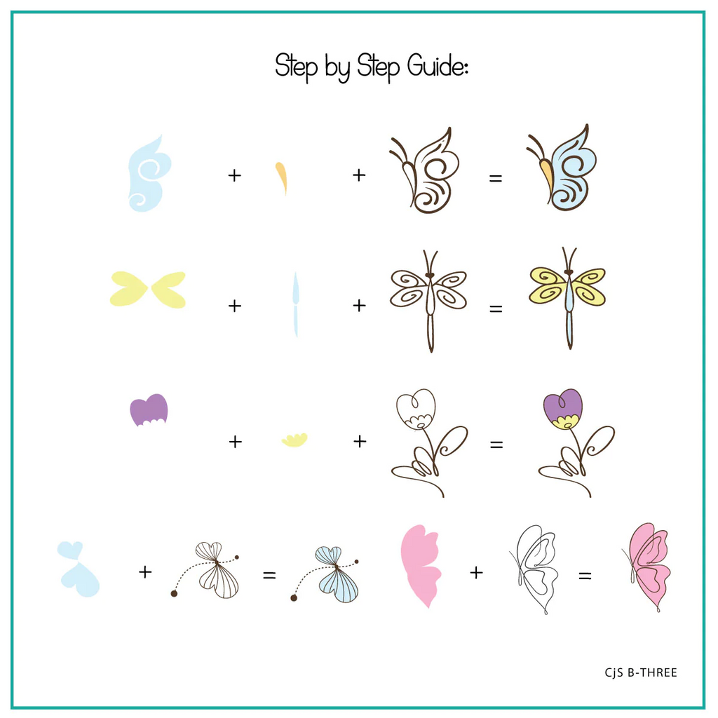 Dragonflies & Butterflies "Beginner Edition"  (CjS-B-THREE) -  CJS Medium Stamping Plate