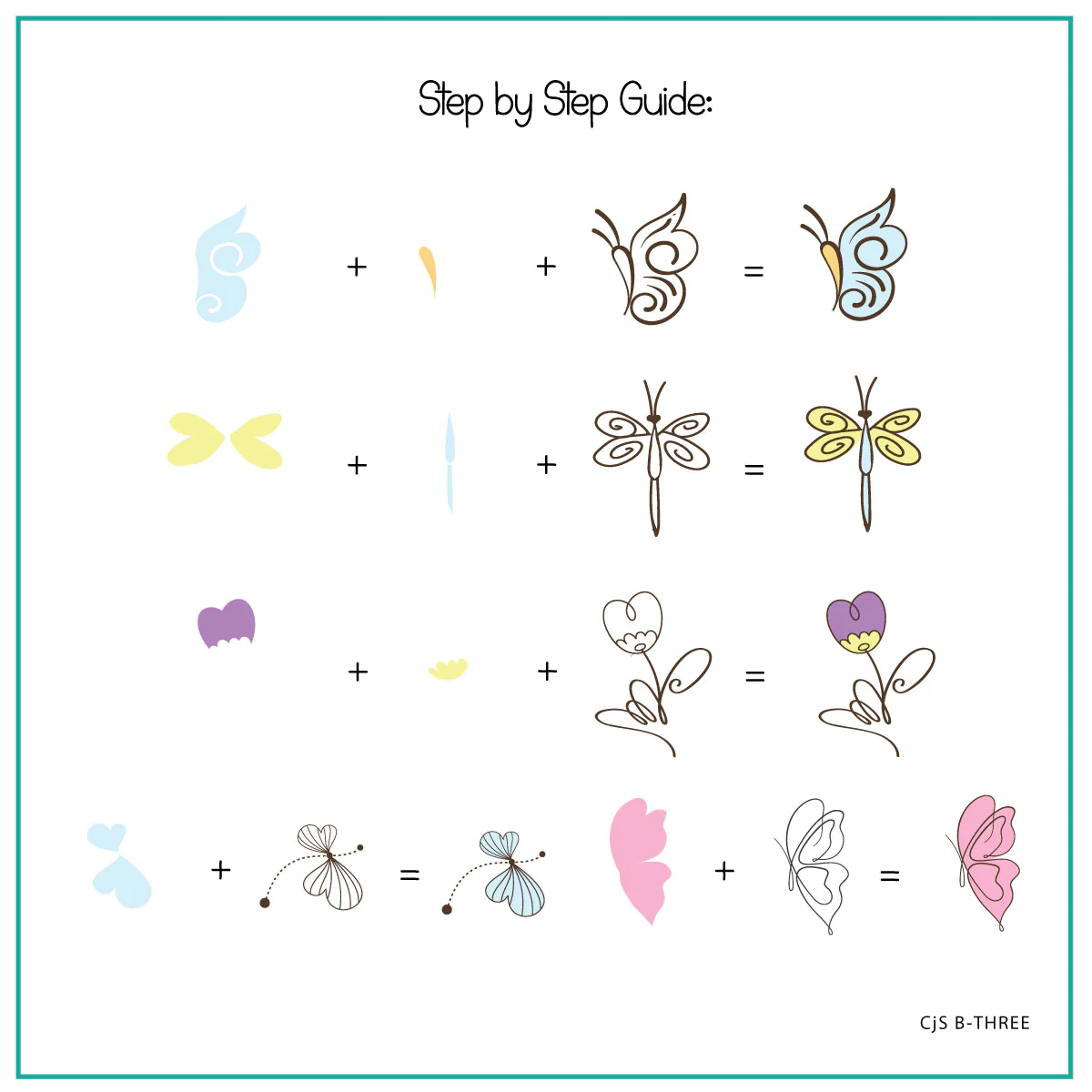 Dragonflies & Butterflies "Beginner Edition"  (CjS-B-THREE) -  CJS Medium Stamping Plate