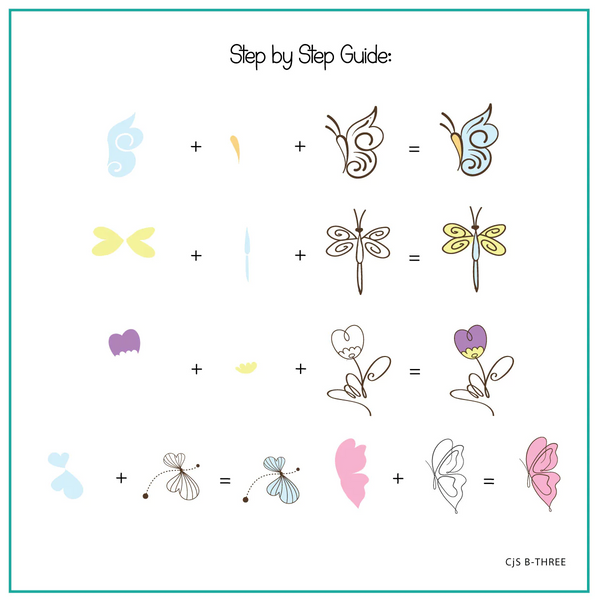 Dragonflies & Butterflies "Beginner Edition"  (CjS-B-THREE) -  CJS Medium Stamping Plate