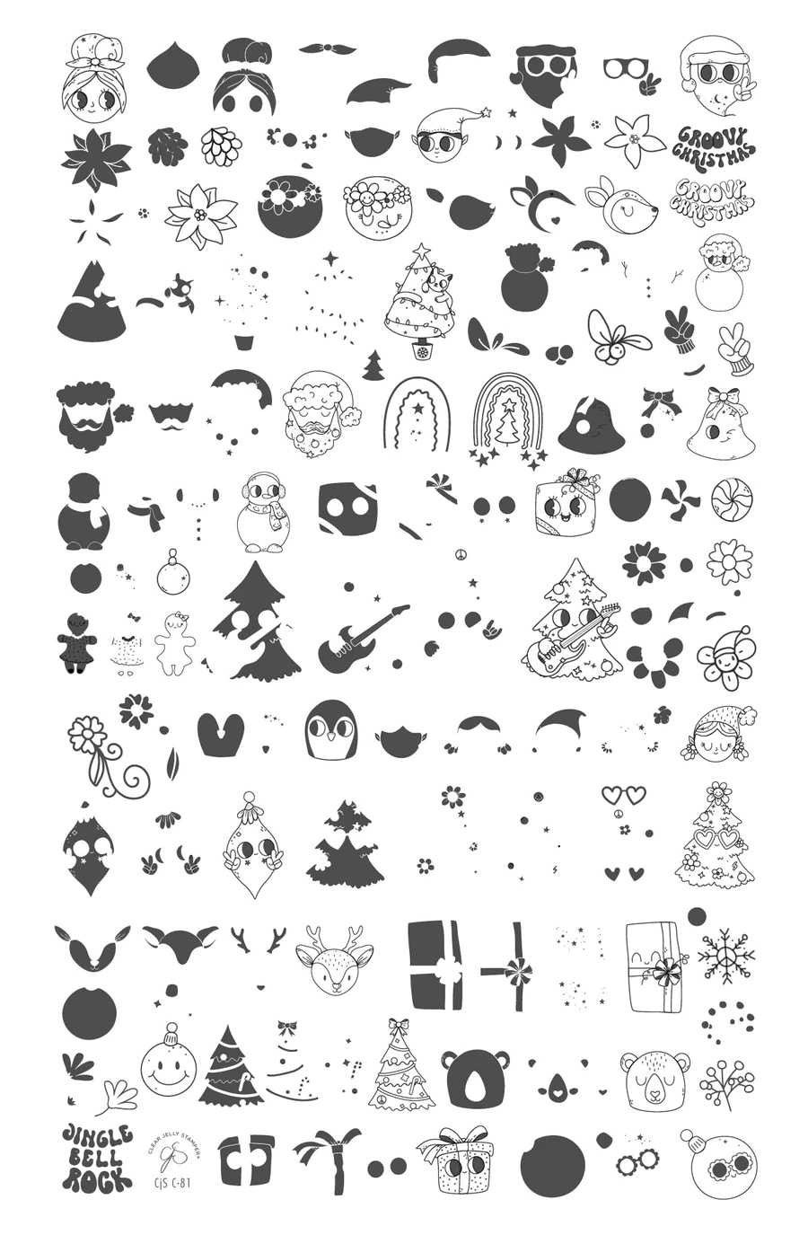 Groovy Christmas (CjSC-81)  - Clear Jelly Stamping Plate Secondary image