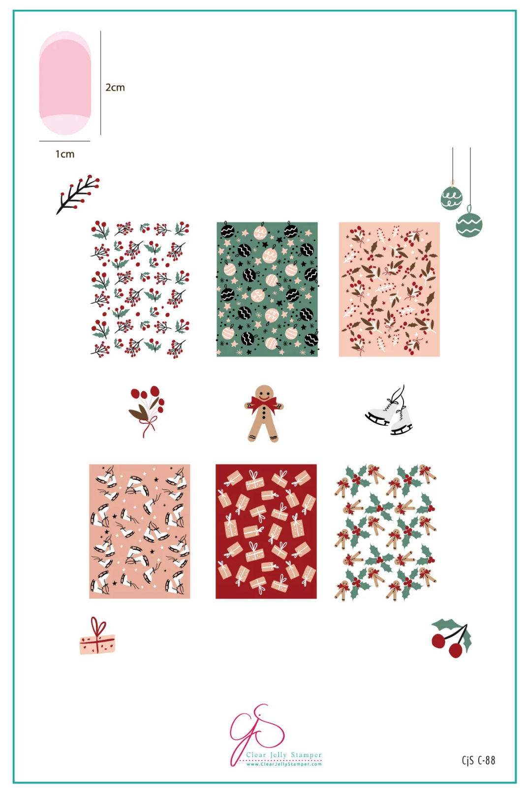 Gifts, Glides, and Holly Vibes - Wallpaper (CjSC-88)  -  Clear Jelly Stamping Plate Main image