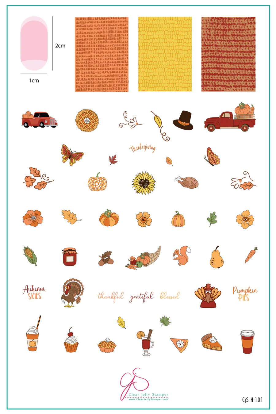 Autumn Skies, Pumpkin Pies (CjSH-101) - Clear Jelly Stamping Plate