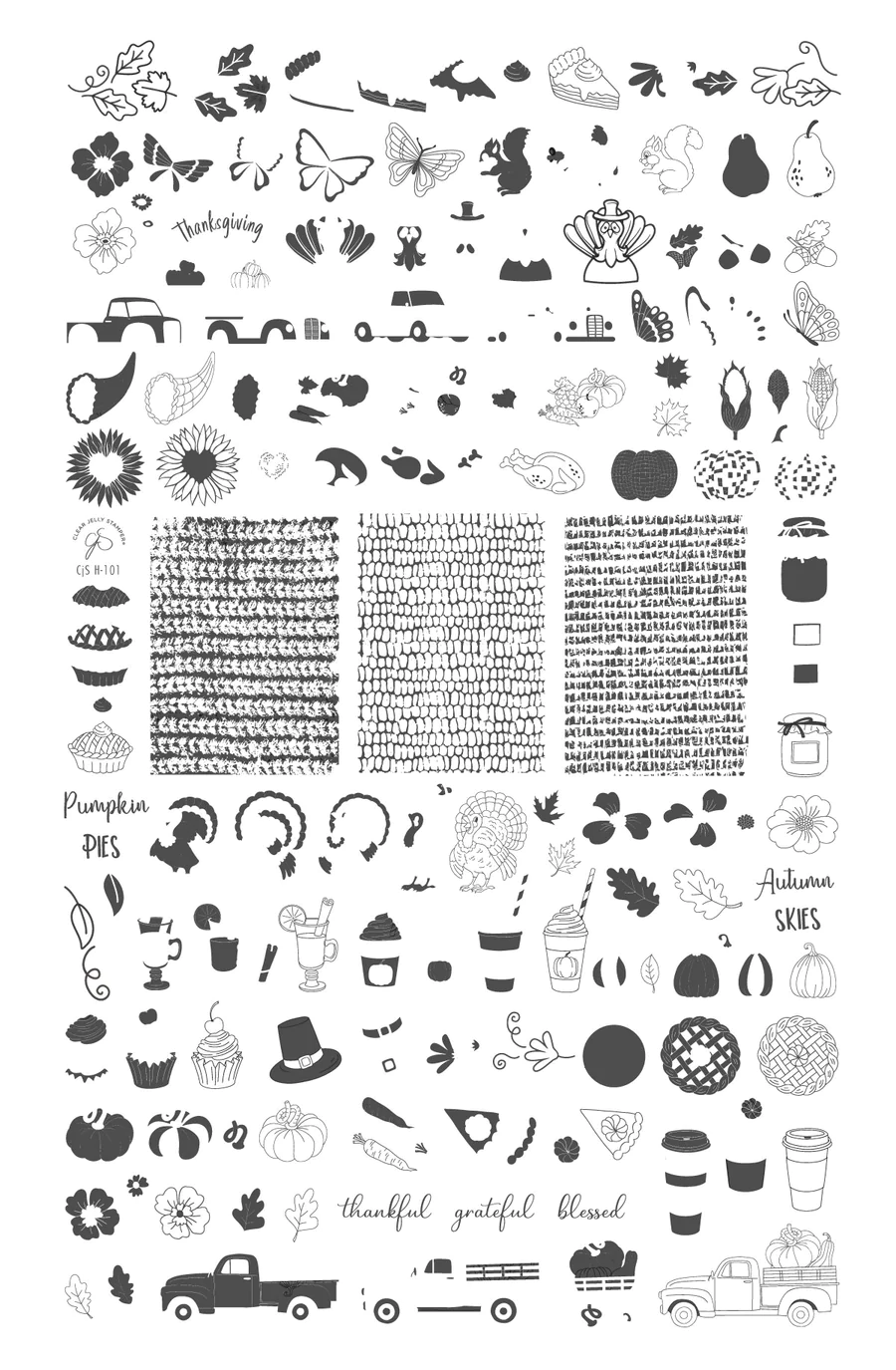 Autumn Skies, Pumpkin Pies (CjSH-101) - Clear Jelly Stamping Plate