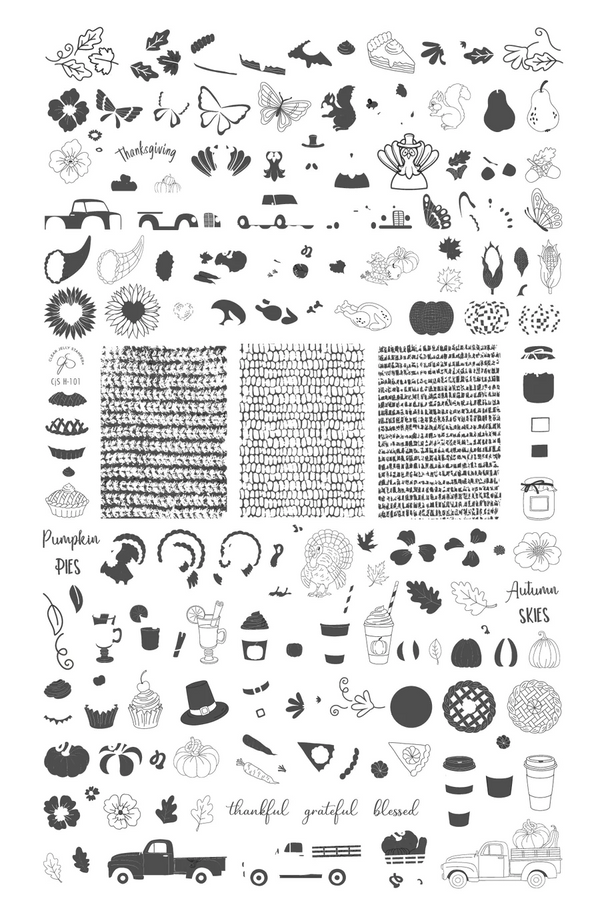 Autumn Skies, Pumpkin Pies (CjSH-101) - Clear Jelly Stamping Plate