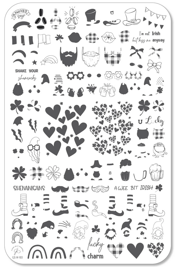 Shake Your Shamrocks (CjSH-103) Etched Nail Art Stamping Plate - Clear Jelly Stamping Plate