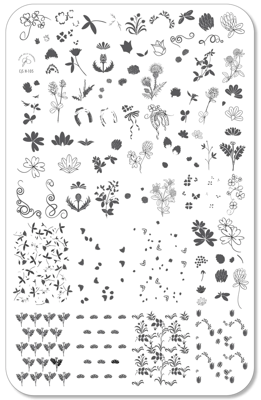 Pretty Clover (CjSH-105) - Clear Jelly Stamping Plate