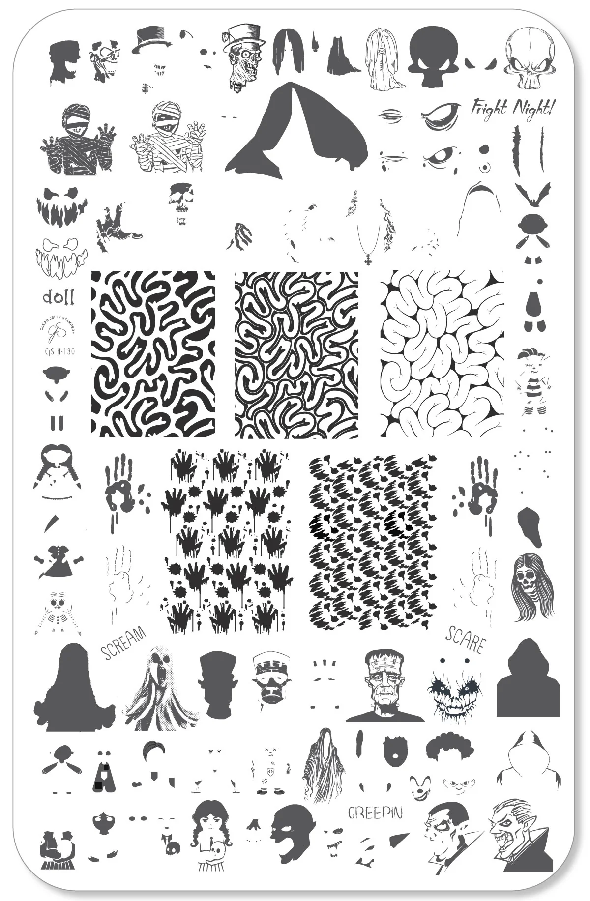Freaky Little Friends (CjSH-130) Etched Nail Art Stamping Plate