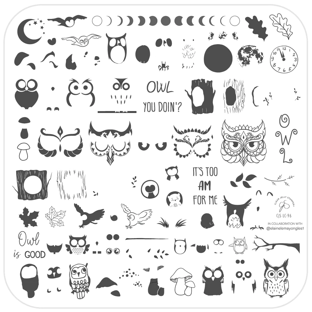 Owl is Good (CjSLC-96)  Medium Steel Nail Art Stamping Plate