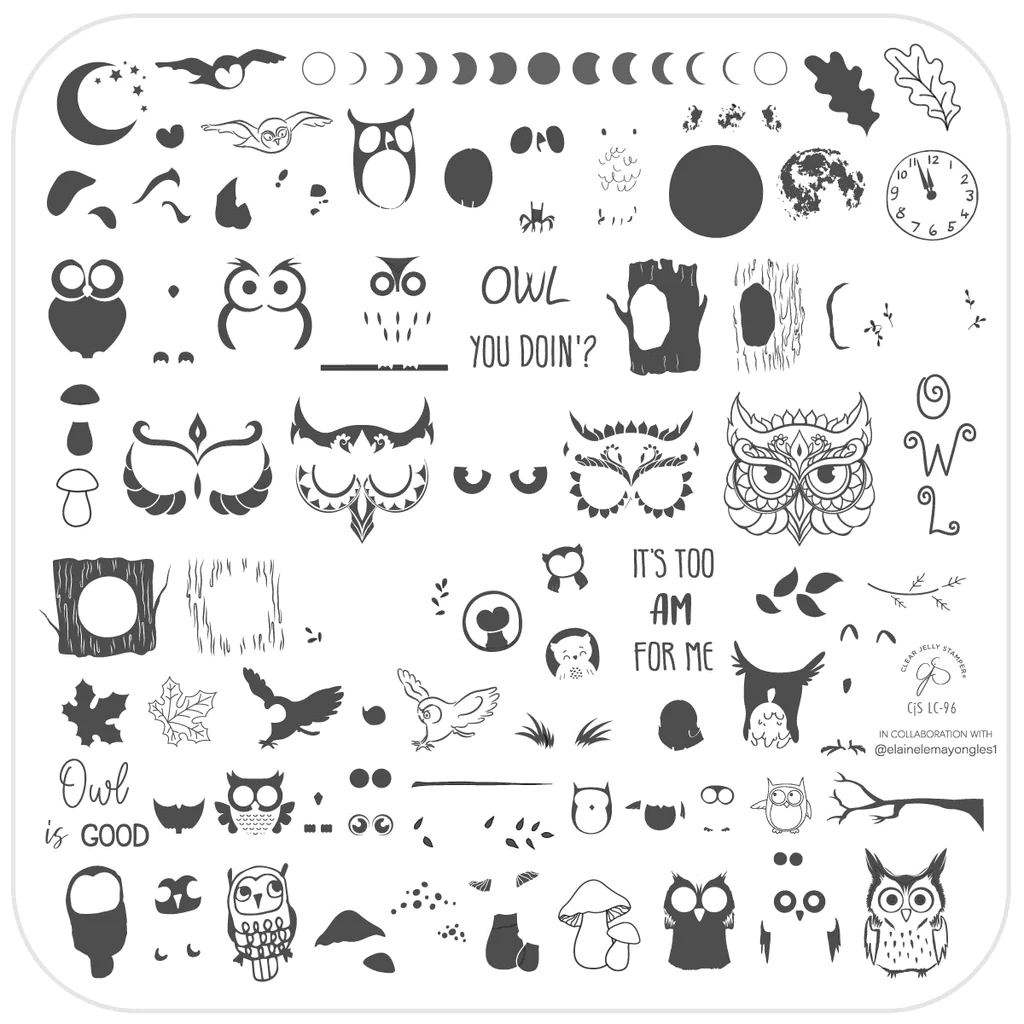 Owl is Good (CjSLC-96)  Medium Steel Nail Art Stamping Plate Secondary image