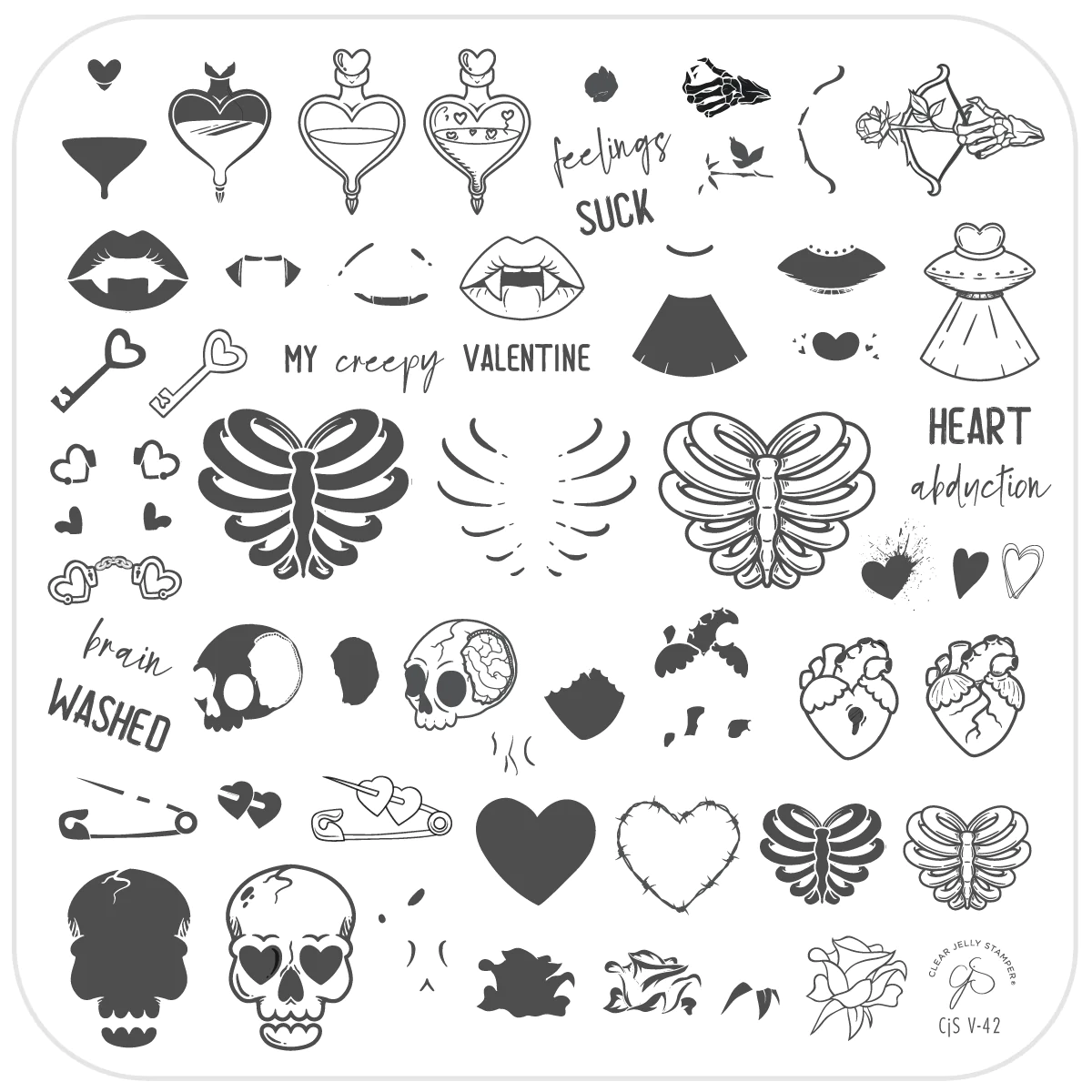 My Creepy Valentine (CjSV-42)  - Medium Clear Jelly Stamping Plate Secondary image
