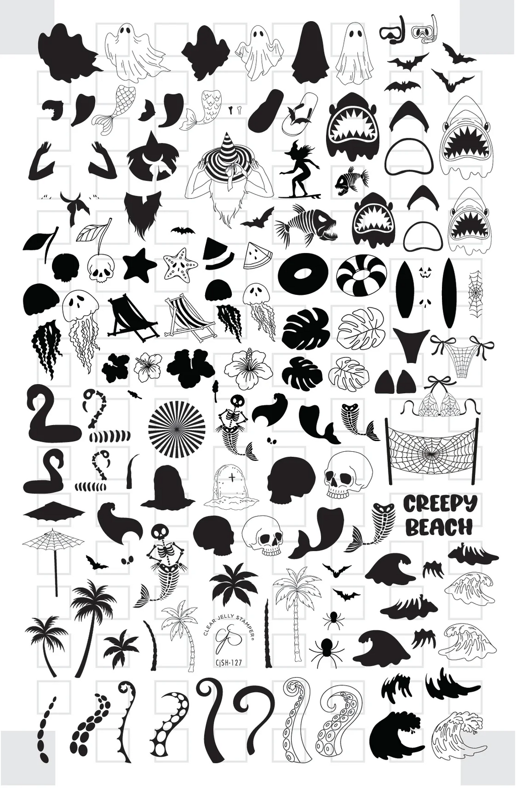 Creepy Beach (CjSH-127)   - Clear Jelly Stamping Plate