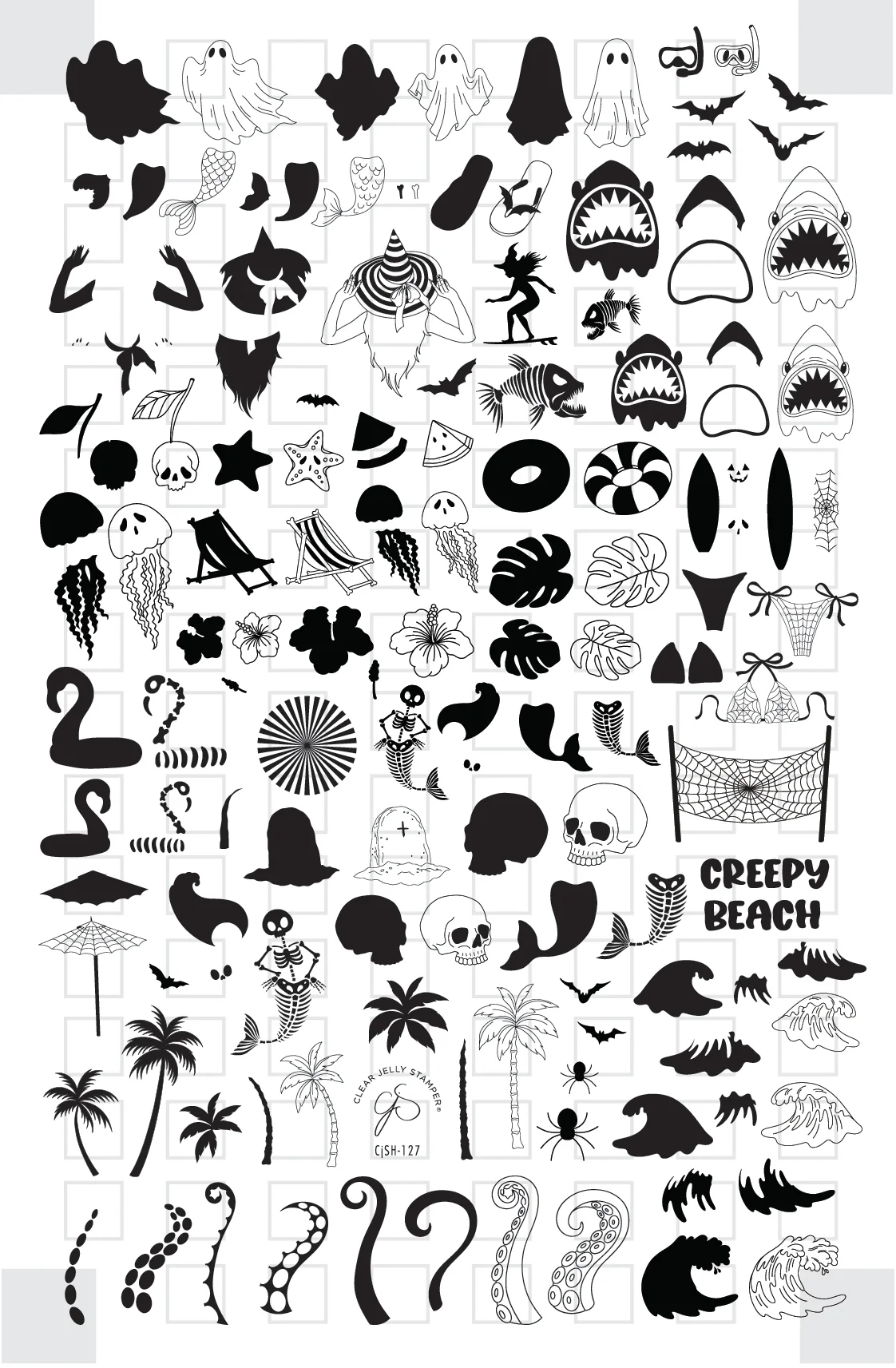 Creepy Beach (CjSH-127)   - Clear Jelly Stamping Plate