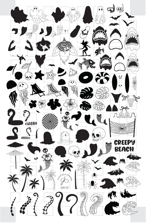 Creepy Beach (CjSH-127)   - Clear Jelly Stamping Plate