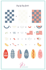 Stars, Stripes & Snacks (CjSH-139) Etched Nail Art Stamping Plate - Clear Jelly Stamping Plate