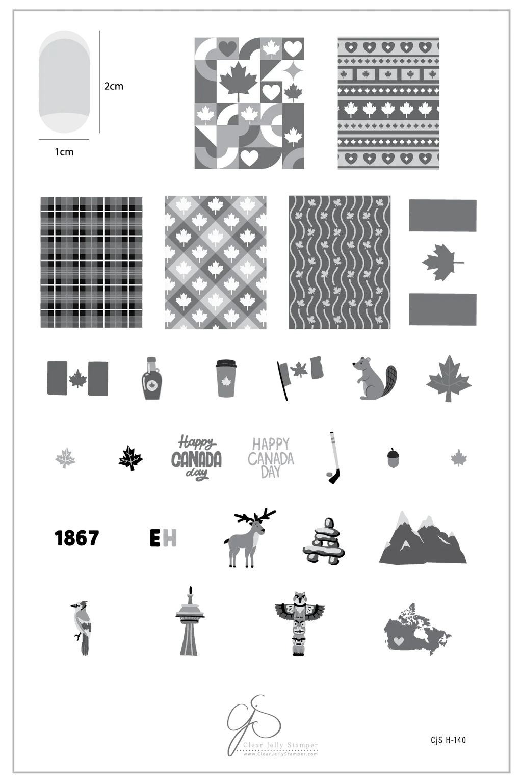 The Great Canadian Mix (CjSH-140) - Etched Nail Art Stamping Plate - Clear Jelly Stamping Plate