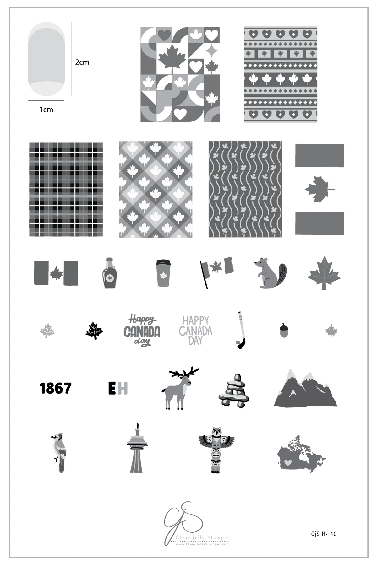 The Great Canadian Mix (CjSH-140) - Etched Nail Art Stamping Plate - Clear Jelly Stamping Plate