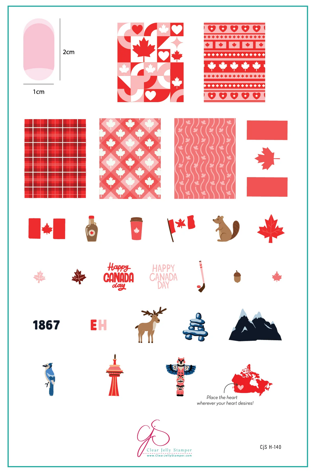 The Great Canadian Mix (CjSH-140) - Etched Nail Art Stamping Plate - Clear Jelly Stamping Plate Main image