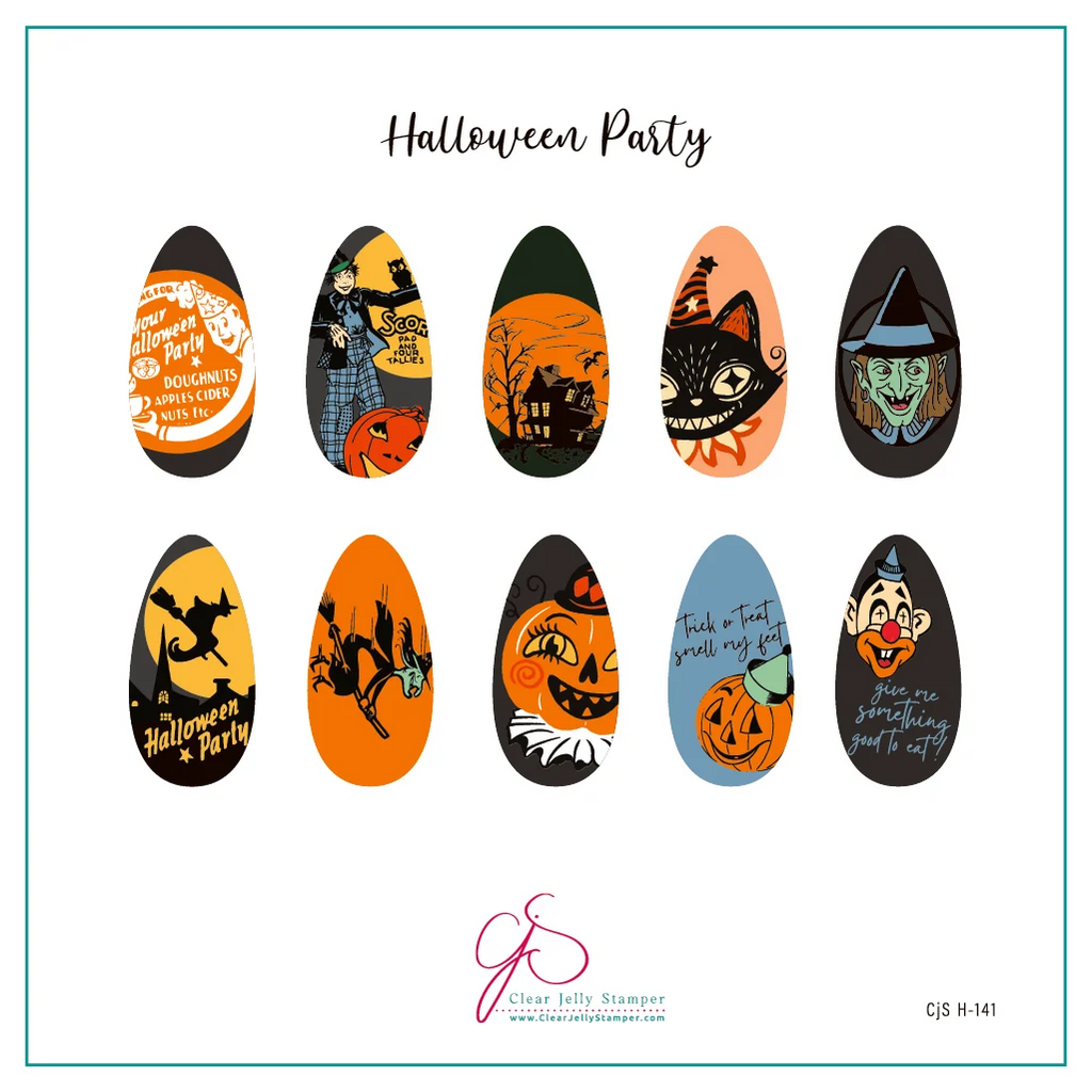 Halloween Party (CjSH-141) Etched Nail Art Stamping Plate - Clear Jelly Stamper Plate