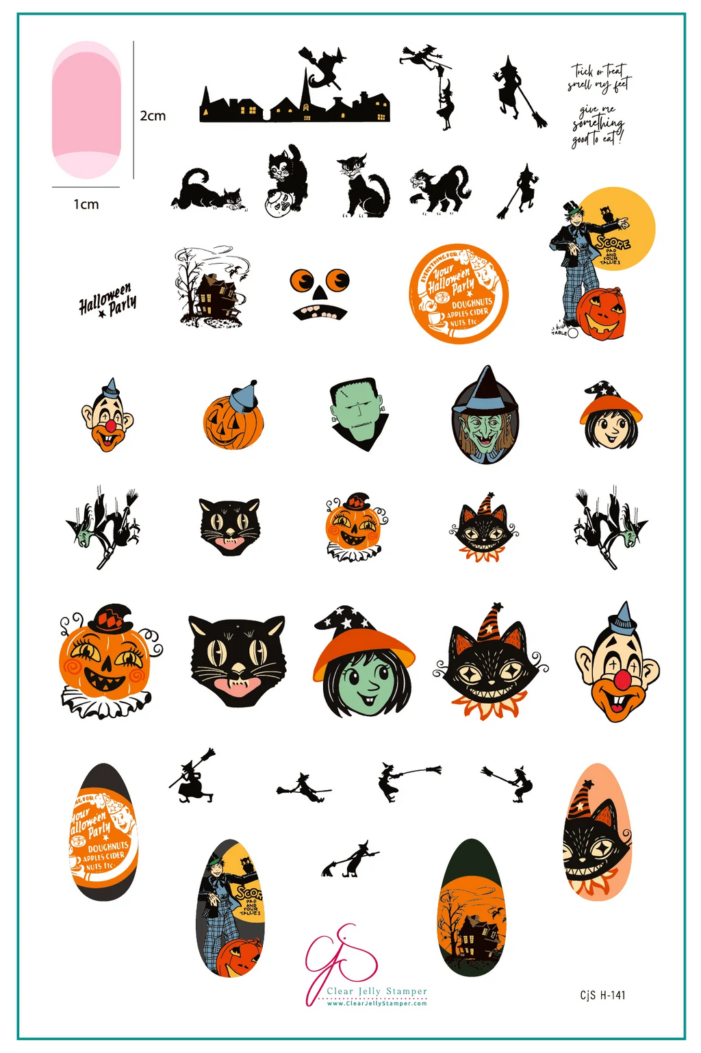 Halloween Party (CjSH-141) Etched Nail Art Stamping Plate - Clear Jelly Stamper Plate