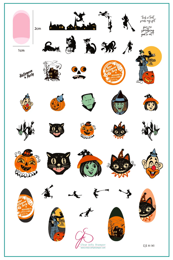 Halloween Party (CjSH-141) Etched Nail Art Stamping Plate - Clear Jelly Stamper Plate