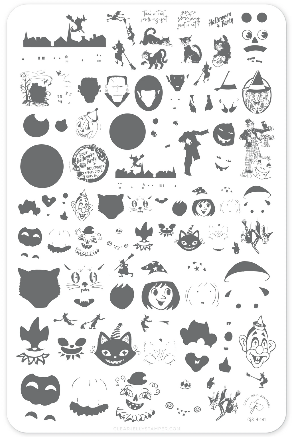 Halloween Party (CjSH-141) Etched Nail Art Stamping Plate - Clear Jelly Stamper Plate